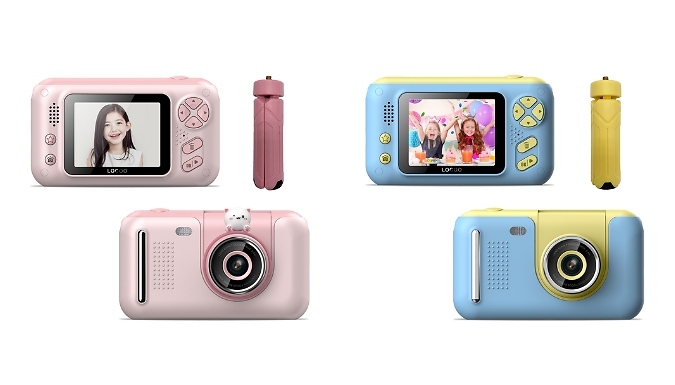 2.4 Inch Children's Cartoon HD Camera & Tripod - Optional Upgrade, 2 Colours. at Discount Experts