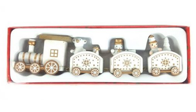 1 or 2 Sets of Wooden Christmas Train Ornament Decoration Deal Price £6.99