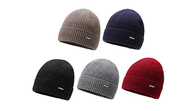 Winter Ribbed Knit Beanie Hat - 6 Colours at Discount Experts
