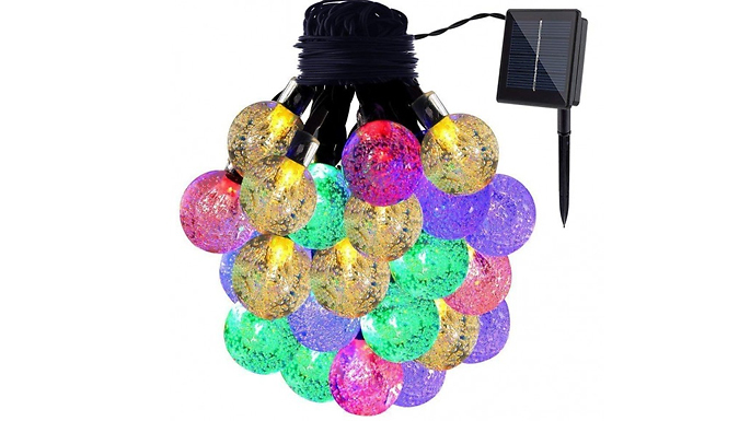 100 LED Solar Bulb String Lights - 3 Colours at Discount Experts