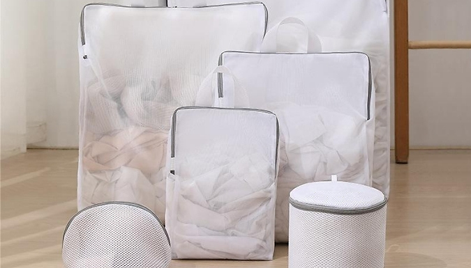 6-Pack of Breathable Mesh Laundry Bags - 2 Designs from Discount Experts