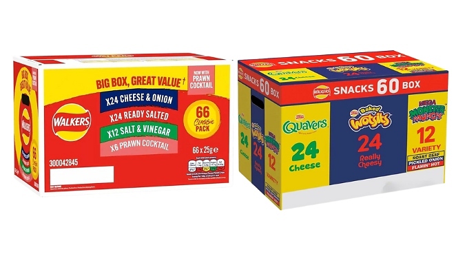 60 or 66-Pack Walkers Crisps Snack Variety Box from Discount Experts