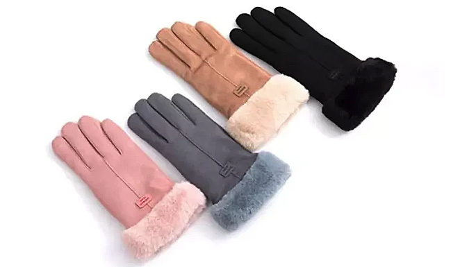 Sherpa-Lined Touchscreen Gloves - 6 Colours from Discount Experts