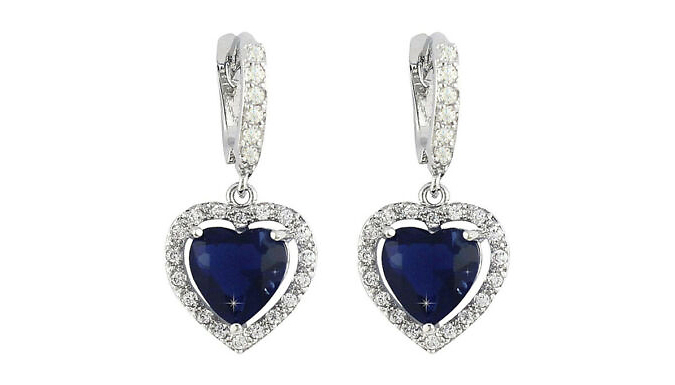 White Gold Finish Heart-Cut Created Diamond Earrings from Discount Experts