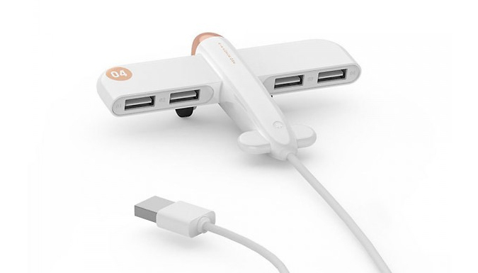 Aeroplane 4 Port USB Hub Splitter - 3 Colours from Discount Experts