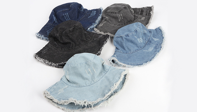 Distressed Denim Bucket Hat - 5 Colours from Discount Experts