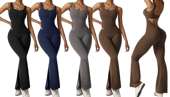 Flared Wide-Leg Comfy Jumpsuit - 4 Colours, 4 Sizes at Discount Experts
