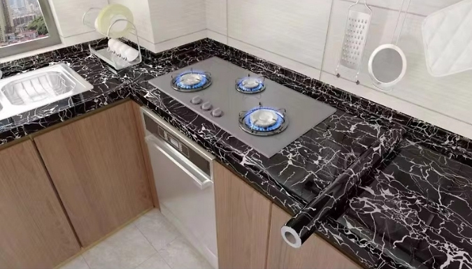 Self Adhesive Marble Style Oil-Proof Kitchen Film - 3 Colours at Discount Experts