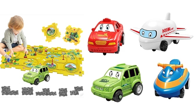 15 or 25-Piece Kids Electric DIY Car Track Puzzle Play Set - 4 Styles from Discount Experts