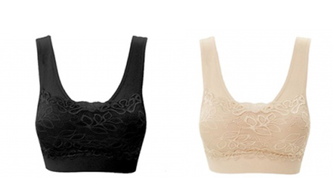 3-Pack of White, Black and Nude Lace Front Comfort Bras – 4 Sizes Deal Price £12.99