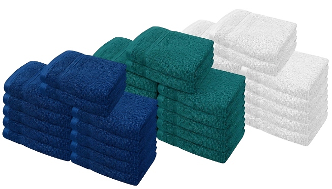 10 or 12 Pack Super Soft Cotton Face Towels - 11 Colours at Discount Experts