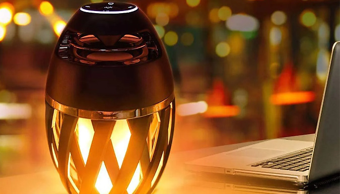 Wireless Bluetooth-Compatible Speaker with LED Flame Effect Light - 2 Designs from Discount Experts