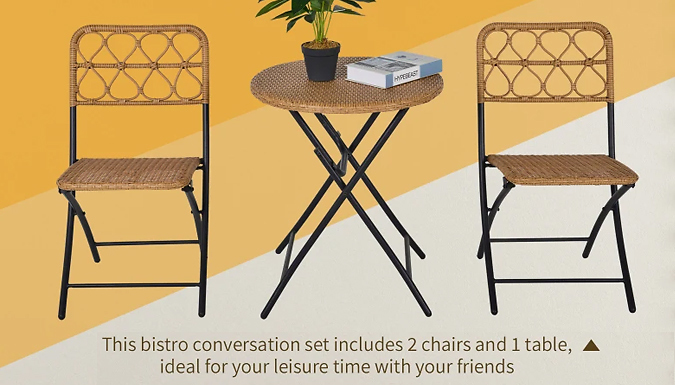 Foldable Rattan Wicker Bistro Furniture Set from Discount Experts