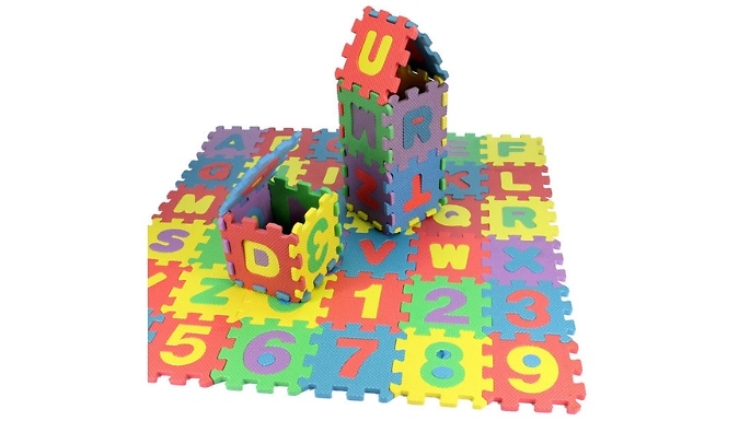 36-Piece Alphabet & Numbers Foam Jigsaw Play Set from Discount Experts