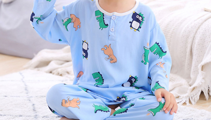 Children's Long-Sleeve Pyjama Set - 4 Sizes & 3 Colours at Discount Experts