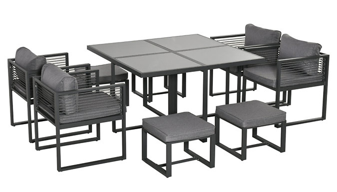 9-Piece Outsunny Aluminium Garden Dining Cube Set 9-Piece Outsunny Aluminium Garden Dining Cube Set