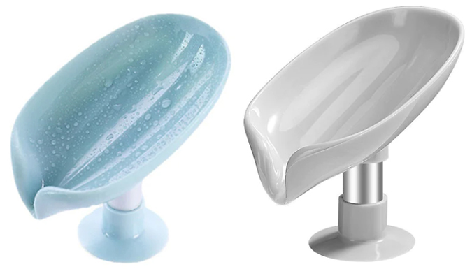 1 or 2 Lotus Leaf-Shaped Sloped Soap Dishes - 2 Colours from Discount Experts