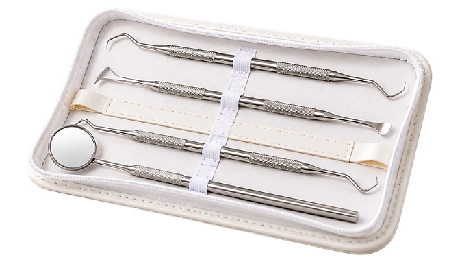 Glamza 4-Piece Stainless Steel Dental Kit with Case