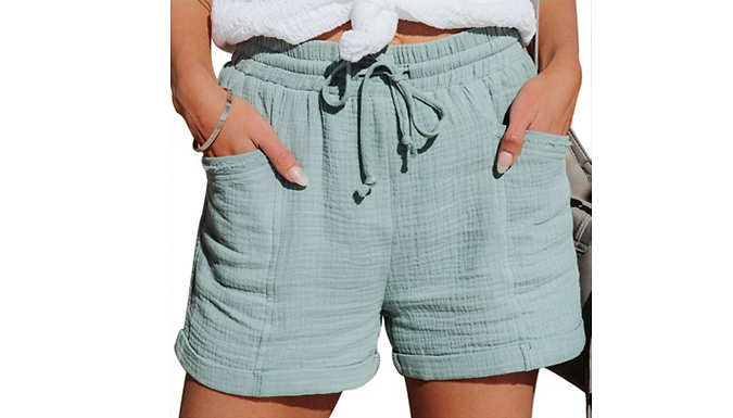 High Waisted Drawstring Shorts - 5 Colours and 4 Sizes from Discount Experts