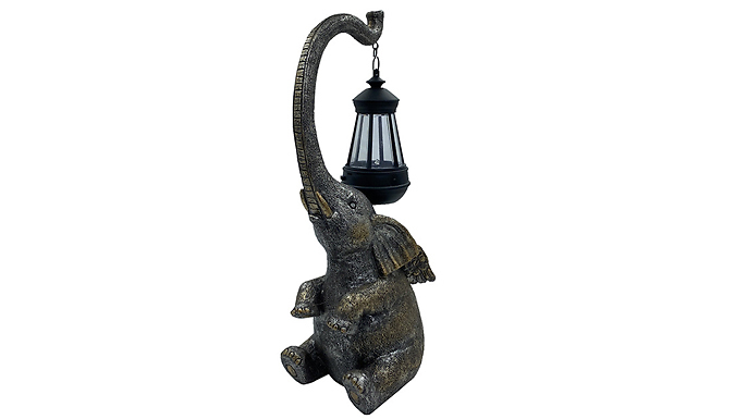 Solar-Powered Elephant With Lamp Garden Statue at Discount Experts