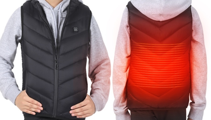 Kids USB Charging Electric Heated Gilet- 4 Colours & 5 Sizes from Discount Experts