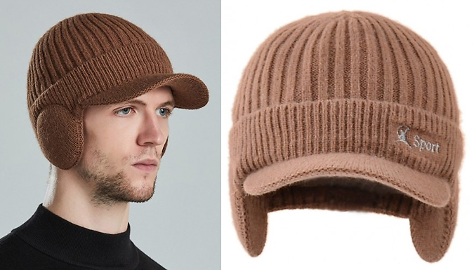 Winter Warm Knit Windproof Hat With Earflaps - 6 colours from Discount Experts