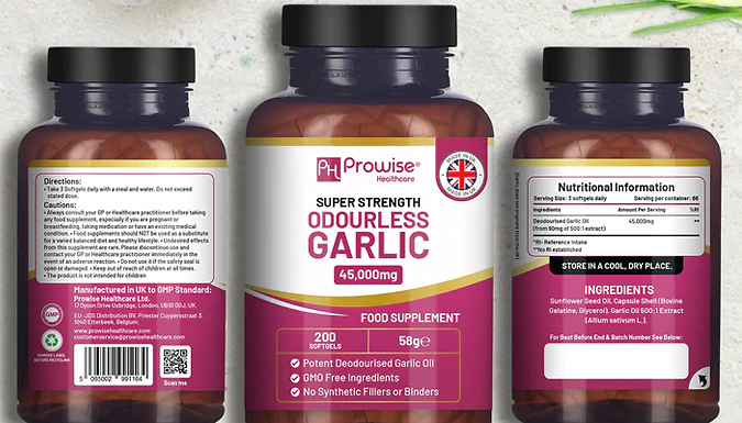 200 High Strength Odourless Garlic Capsules - 6-Month Supply. at Discount Experts