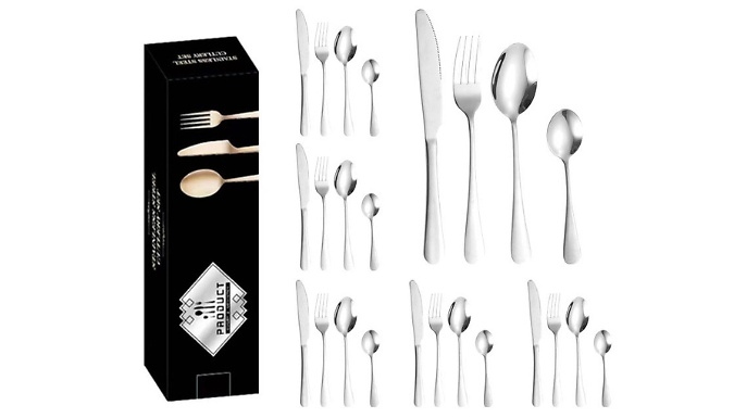 Essential Stainless Steel Silverware Cutlery Set - 16 or 24-Piece. from Discount Experts