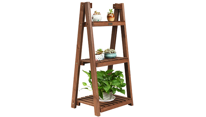 3-Tier Fir Wood Plant Display Stand at Discount Experts