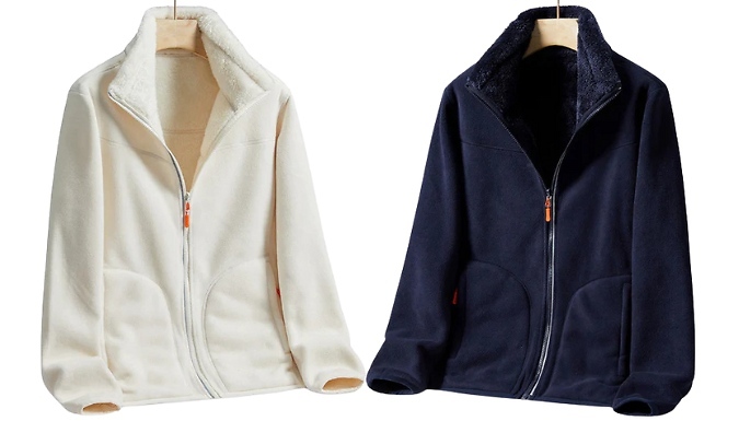 Men's Double-Sided Fleece Jacket - 4 Colours & 6 Sizes from Discount Experts