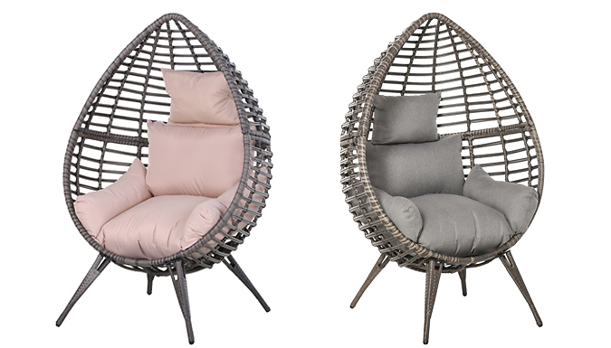 Outdoor Wicker Rattan Egg Chair with Seat Cushion - 2 Colours
