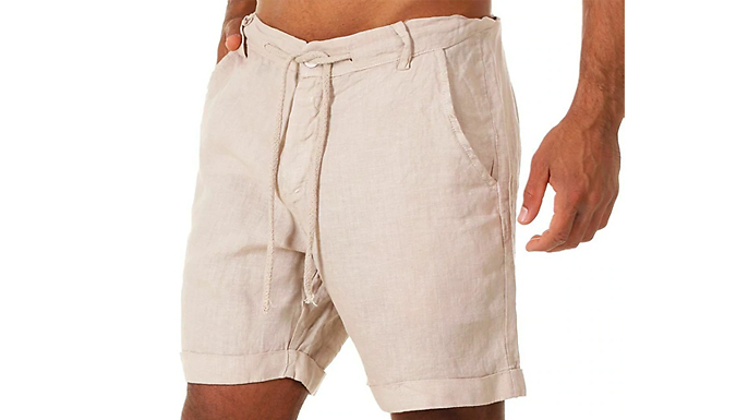 Men's Loose Fit Linen Shorts - 4 Colours & 6 Sizes at Discount Experts