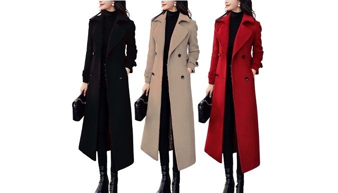 Double-Breasted Lapel Collar Overcoat from Discount Experts