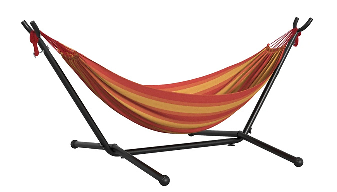 Striped Hammock with Metal Stand – 3 Colours Deal Price £59.99
