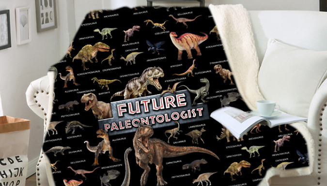 Dinosaur Sherpa Fleece Blanket - 5 Designs from Discount Experts