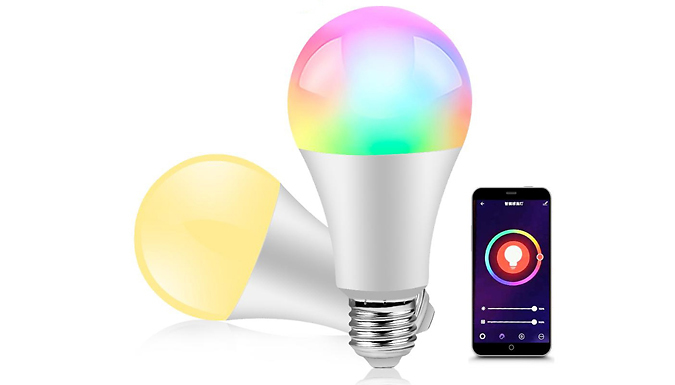 1 or 2 WiFi Compatible Smart LED RGB Bulb - 2 Options at Discount Experts