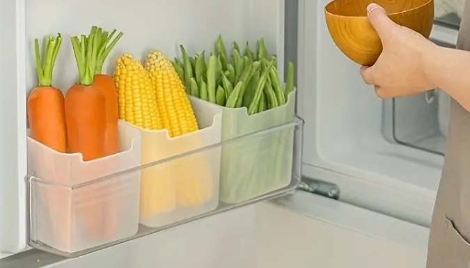 3-Pack of Stackable Fridge Organiser Baskets at Discount Experts