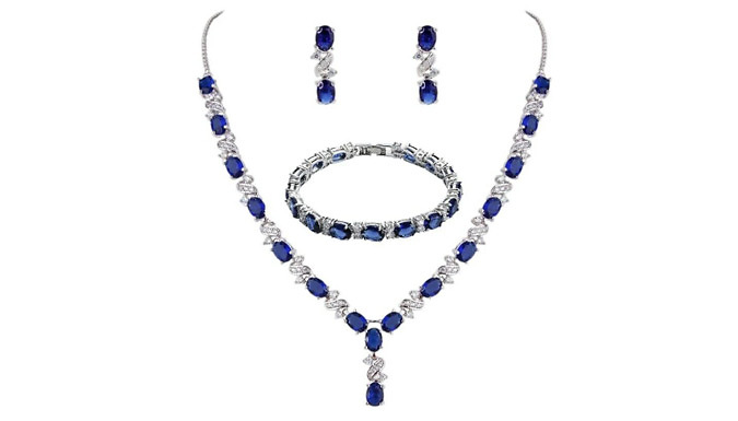 Blue Gemstone Love and Kisses Created Diamond Jewellery Set Blue Gemstone Love and Kisses Created Diamond Jewellery Set