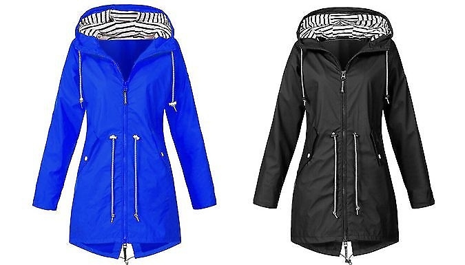 Hooded Longline Raincoat - 6 Colours, 9 Sizes at Discount Experts
