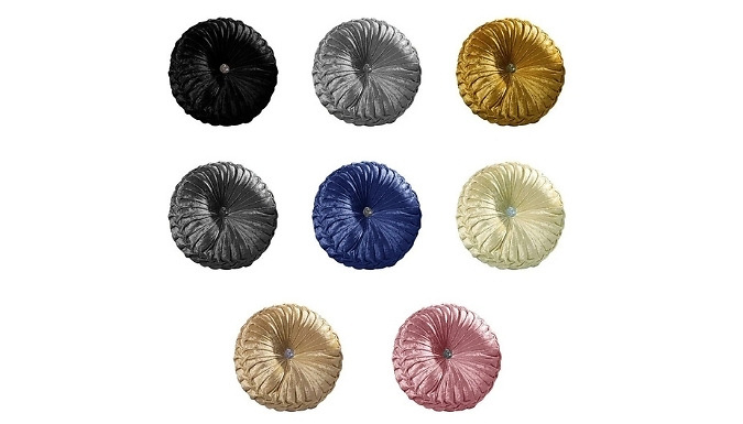 Round Crushed Velvet Diamante Cushion - 8 Colours & 2 Sizes. from Discount Experts