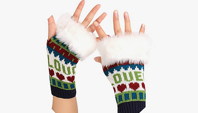 1 or 2-Pairs Women's Knitted Fingerless Gloves - 5 Colours at Discount Experts