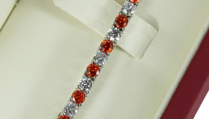 Orange Gemstone Alternating Created Diamond Bracelet at Discount Experts