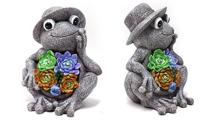 Solar Light-Up Frog Garden Statue at Discount Experts