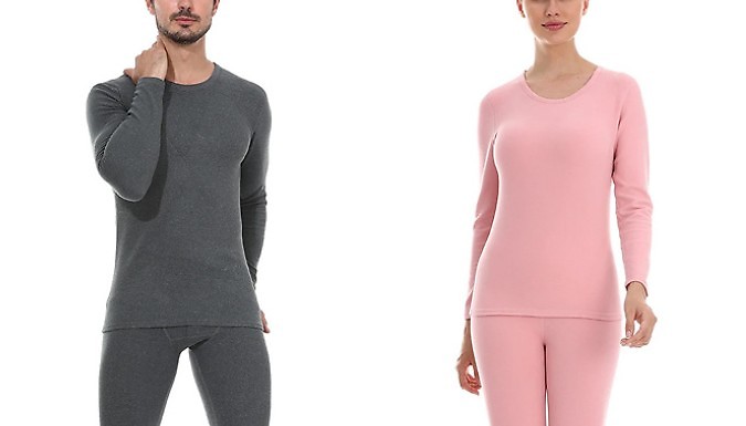 Unisex Self-Warming Thermal Leggings & Top Set - 5 Colours & 9 Sizes from Discount Experts