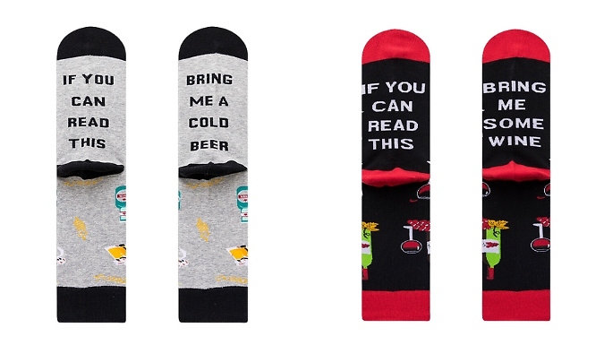If You Can Read This Novelty Alcohol Socks - 2 Designs from Discount Experts