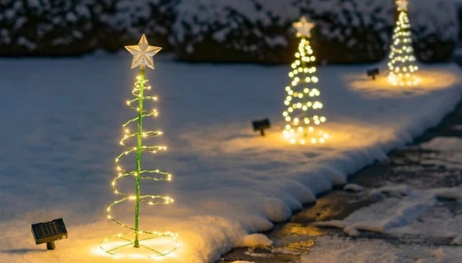 Solar LED Christmas Tree Outdoor Garden Light - 2 Colours from Discount Experts