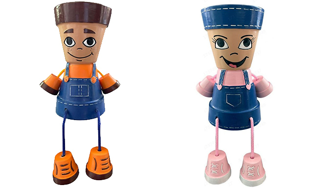 Country Kid Clay Pot People Planter - 2 Designs from Discount Experts