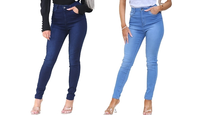 High-Waist Women's Skinny Stretch Jeans - 5 Colours, 7 Sizes at Discount Experts
