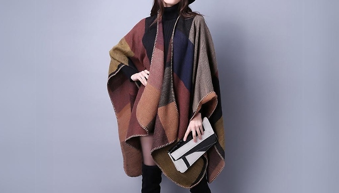 Women's Knitted Multicoloured Poncho - 4 Colours from Discount Experts