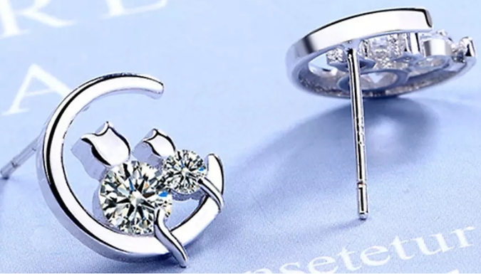 Cats Sitting on a Moon Earrings from Discount Experts